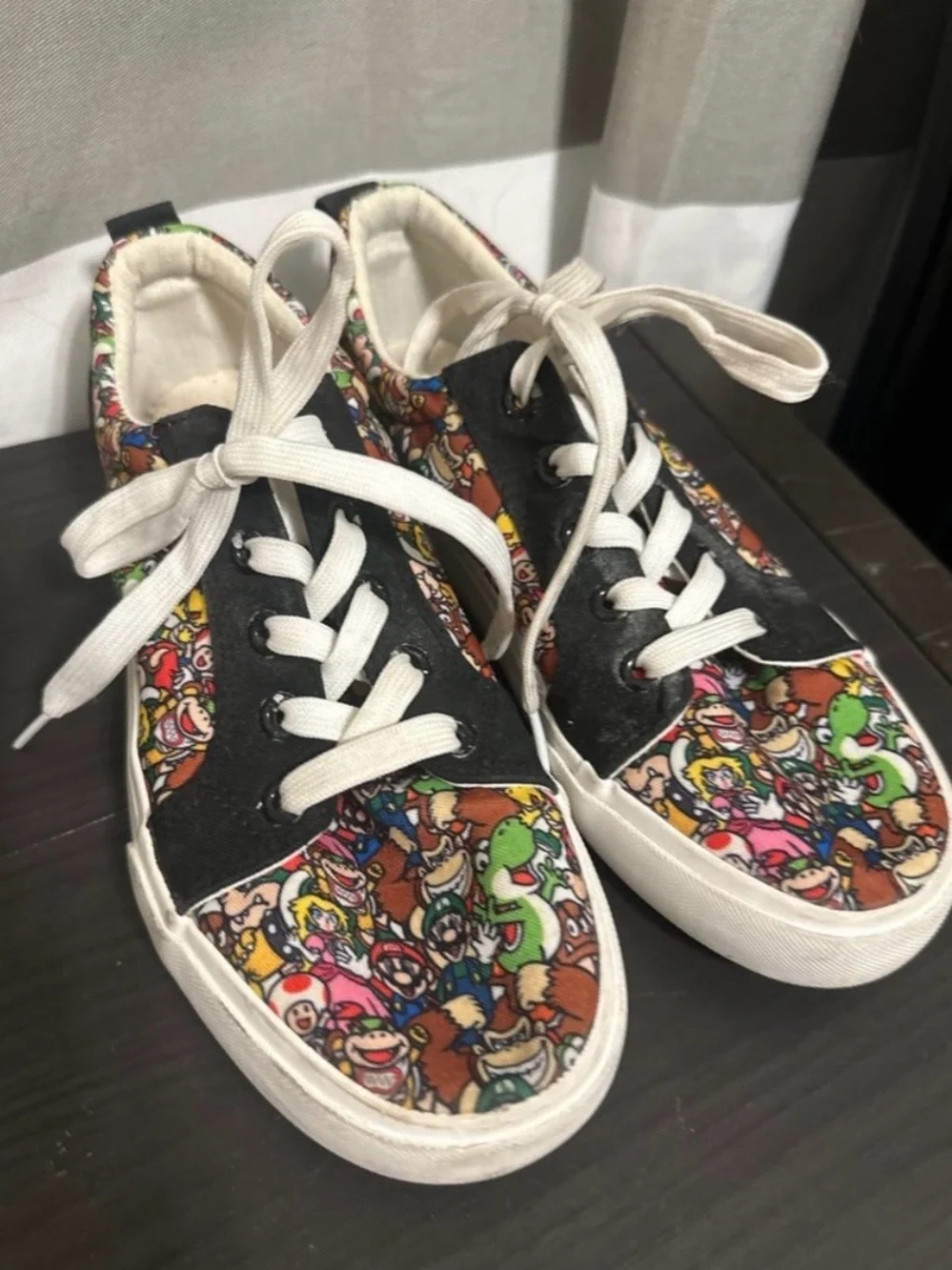 Super Mario X Vans Kids Colorful Cartoon-Print Low-Top Sneakers with White Sole